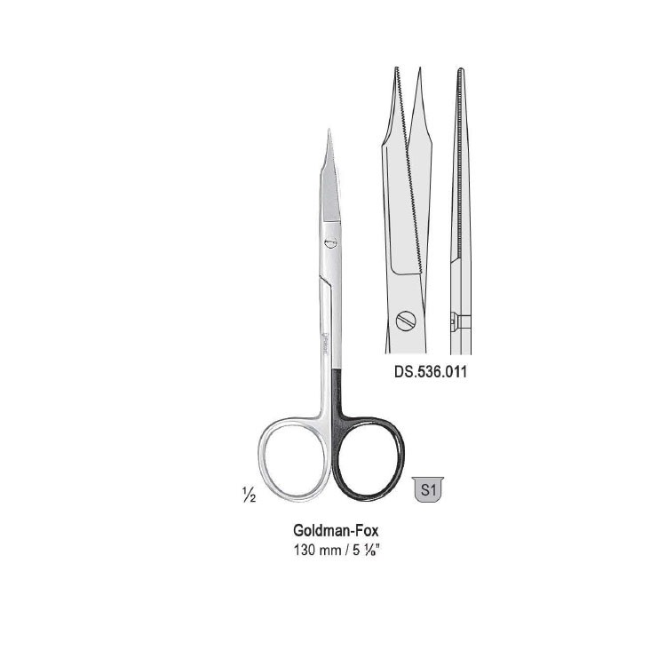 Scissors Goldman-Fox str. 130mm, one blade serrated 