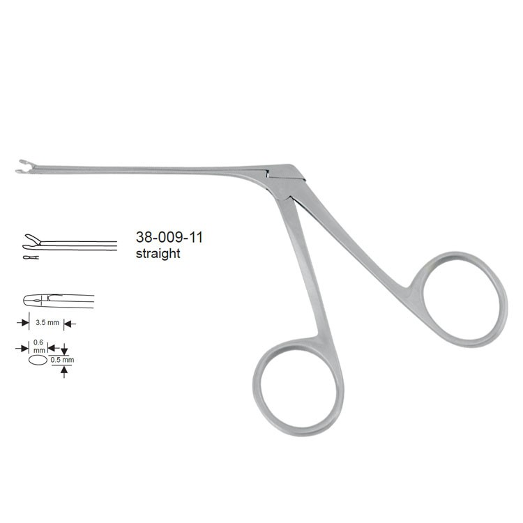 Forceps micro ear Mini-Mcgee oval cup straight 3.5x0.6x0.5mm