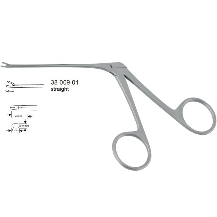 Forceps micro ear House oval cup straight 4.0x1.0x0.9mm