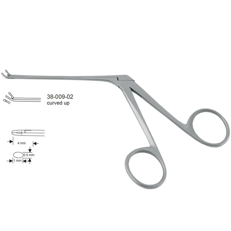 Forceps micro ear House oval cup upward 4.0x1.0x0.9mm