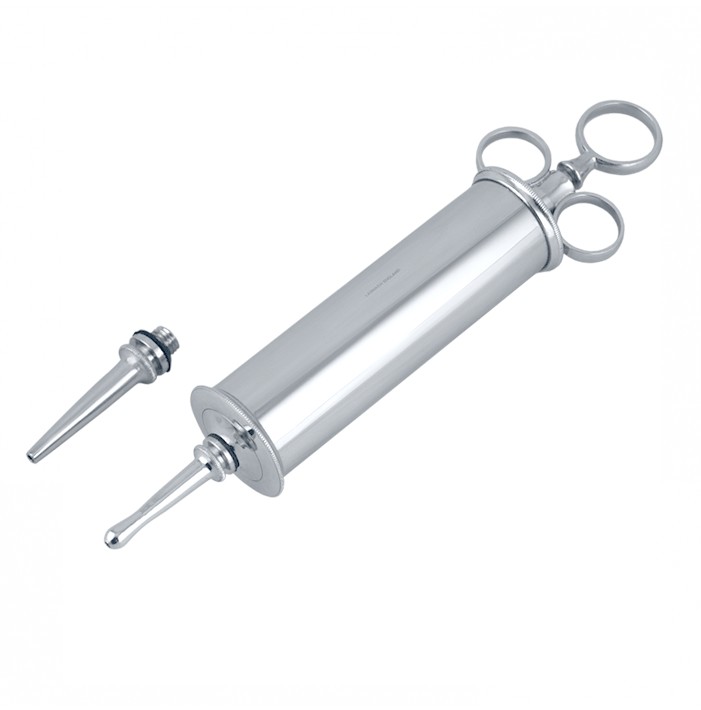 Syringe ear complete with 2 nozzles 100ml, Brass CP