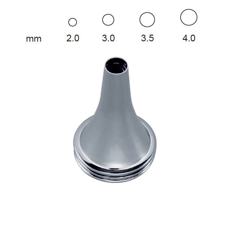 Specula ear Politzer round Set of 3 Brass CP