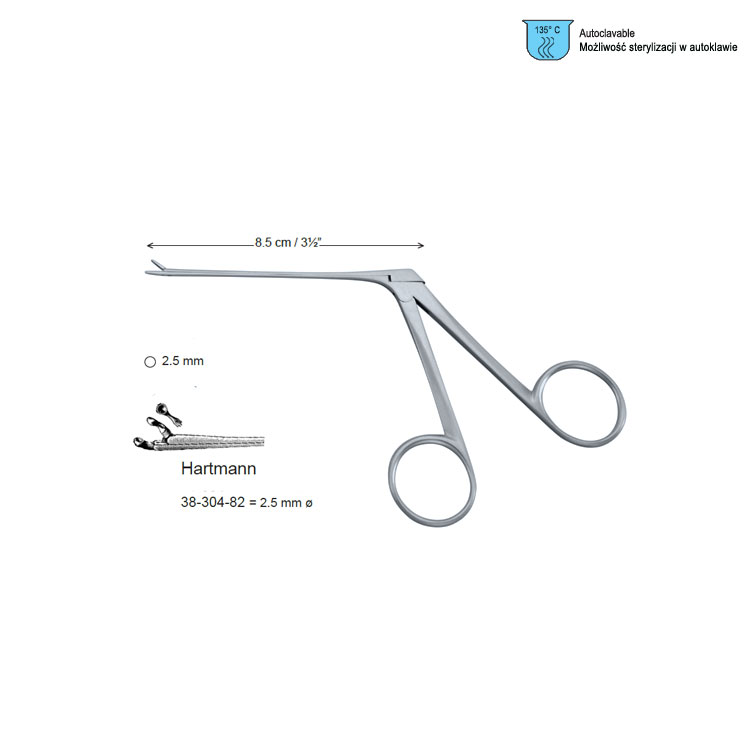 Forceps aural Hartmann-Herzfeld cup jaw 2.5x80mm shaft