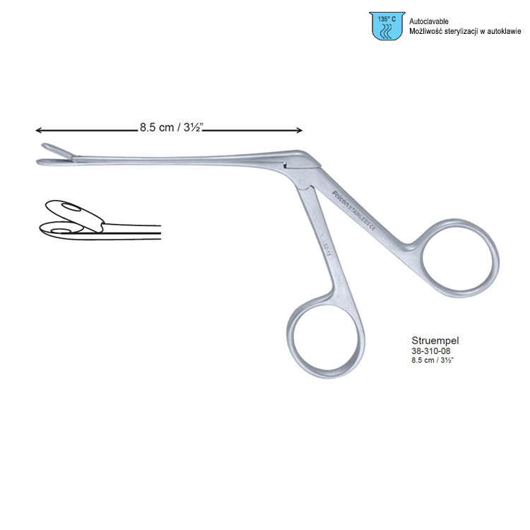 Forceps aural Struempel fenestrated straight 80mm