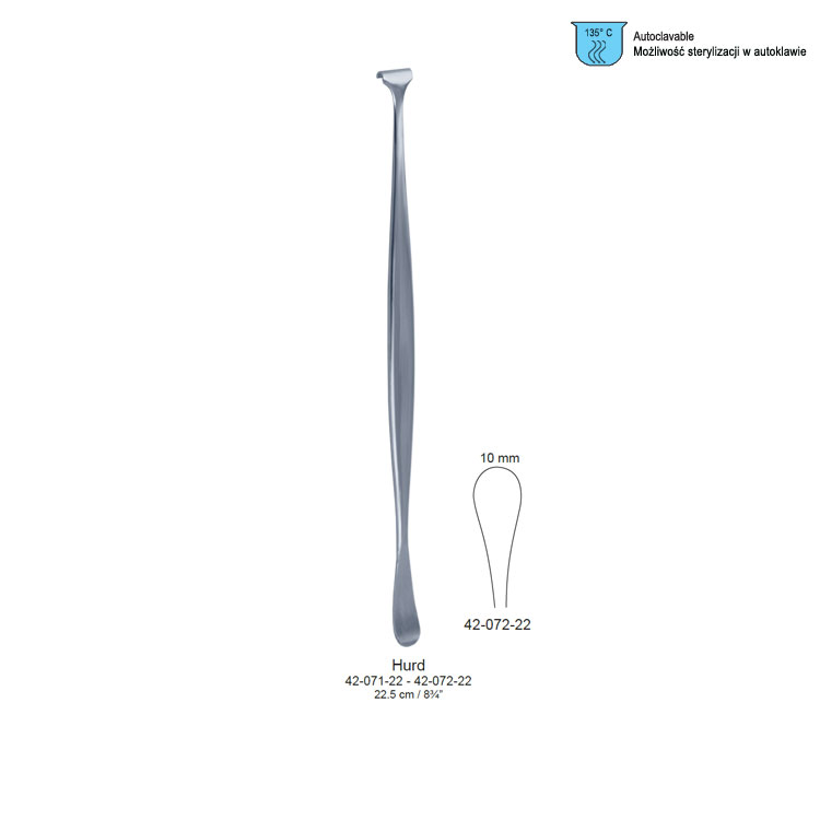 Dissector tonsil / pillar retractor Hurd 10x225mm