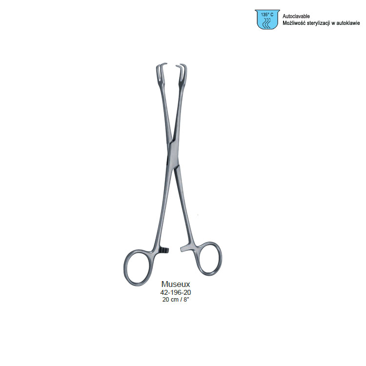 Forceps tonsil holding Museux 2x2th straight 200mm