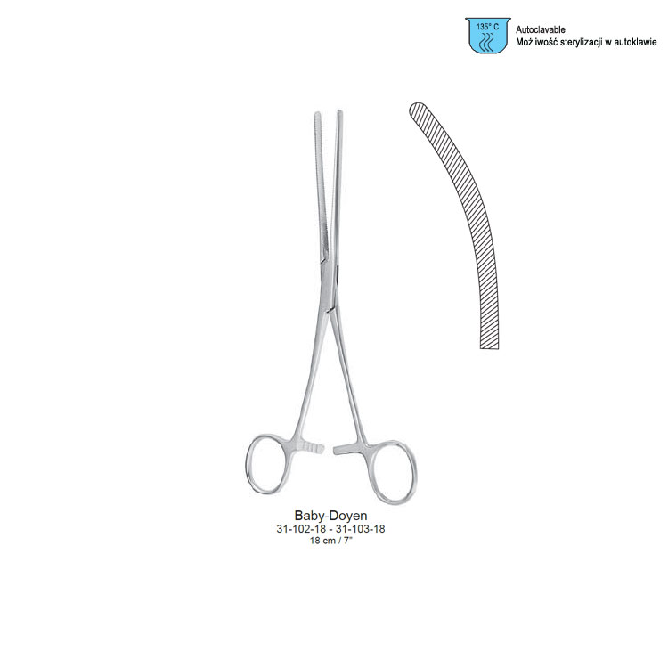Clamp intestinal Doyen-Baby curved 180mm