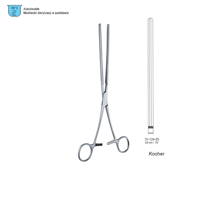Clamp intestinal Kocher straight 250mm