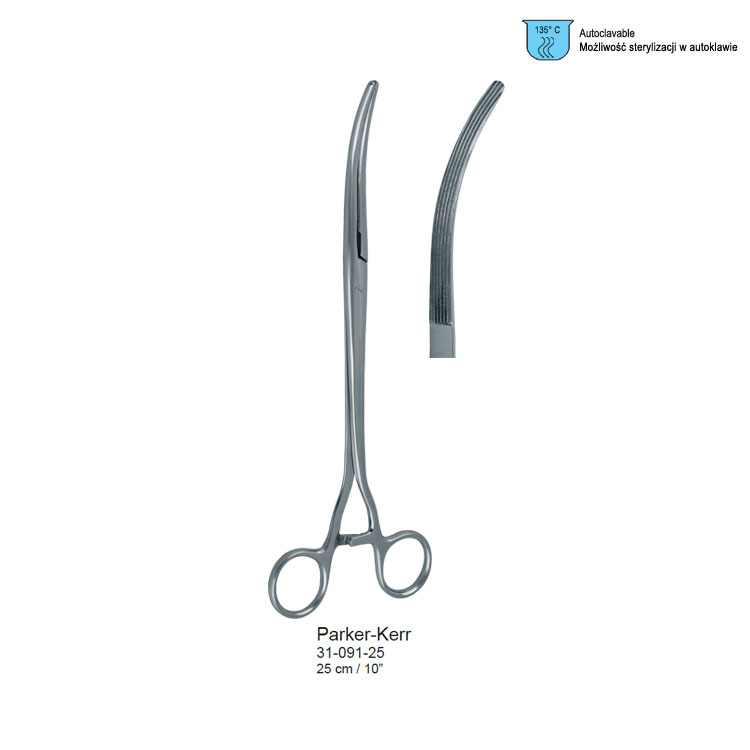 Clamp intestinal Parker-Kerr screw-joint  curved 255mm / 10"
