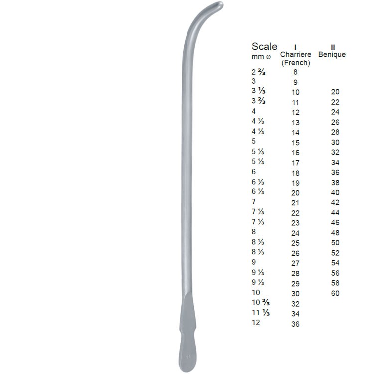 Bougie-Sound urethral Van-Buren curved 16FG, 270mm