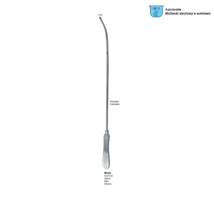 Sound uterine Martin graduated in cm rigid SS