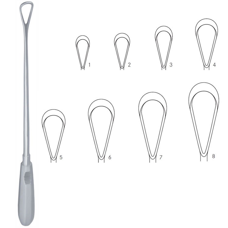 Curette uterine Recamier-Bumm rigid blunt set fig 1 do 8  8 pcs)