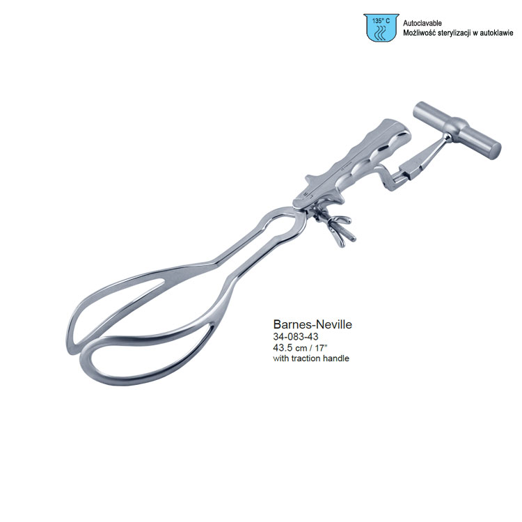 Forceps obstetric Barnes-Neville with handle 435mm