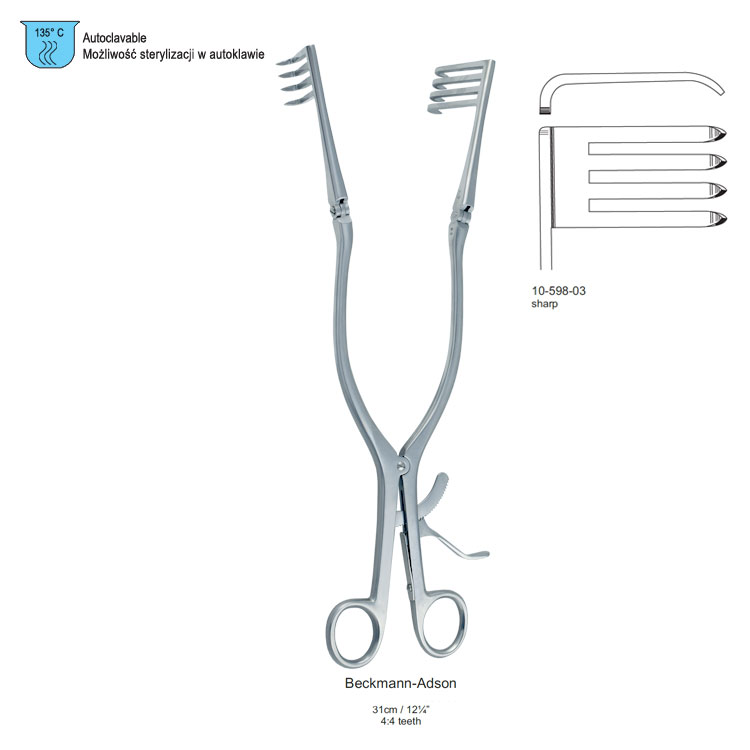 Retractor SR Beckmann-Adson hindged sharp 45x25 310mm