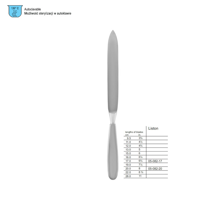 Knife amputation Liston Pointed 170x300mm 