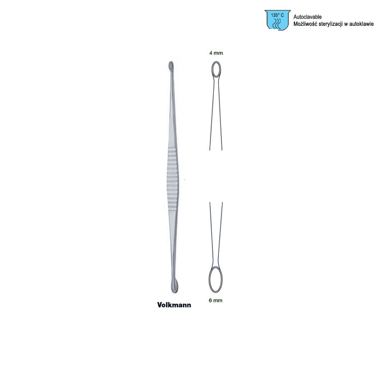 Curette bone DE Volkmann oval medium, 220mm