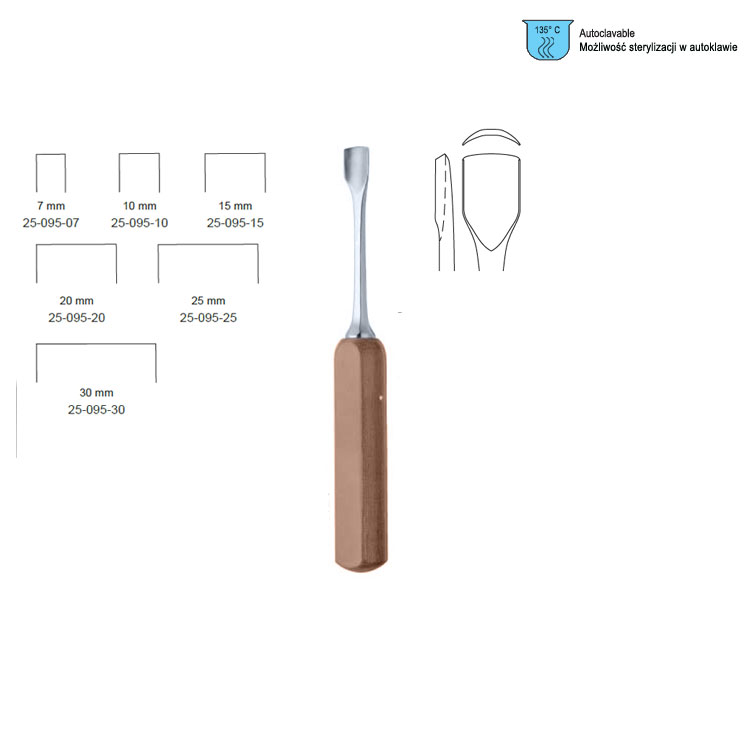 Gouge bone Lexer fiber handle straight 7x220mm