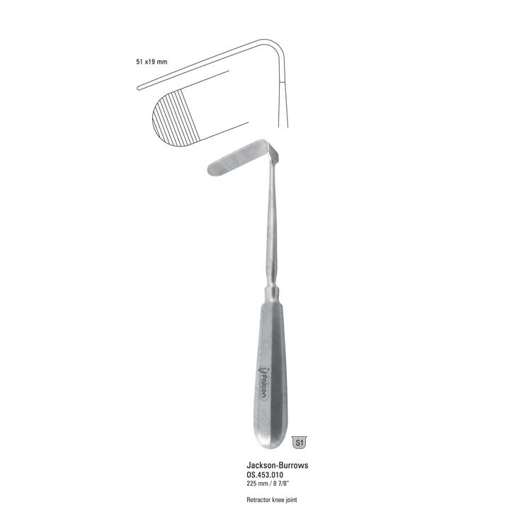 Retractor knee Jackson-Burrows angled 51x19x225mm