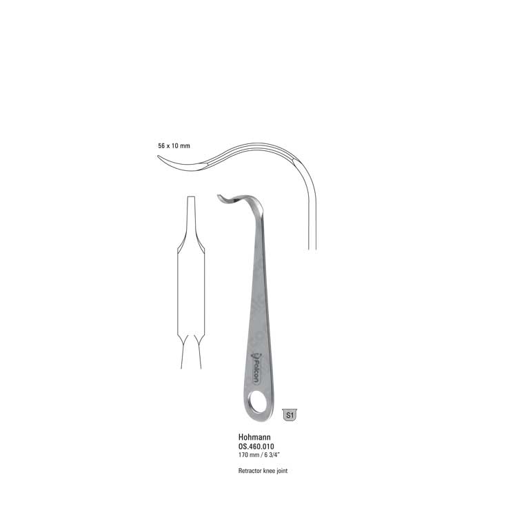 Retractor knee Hohmann 56x10x170mm