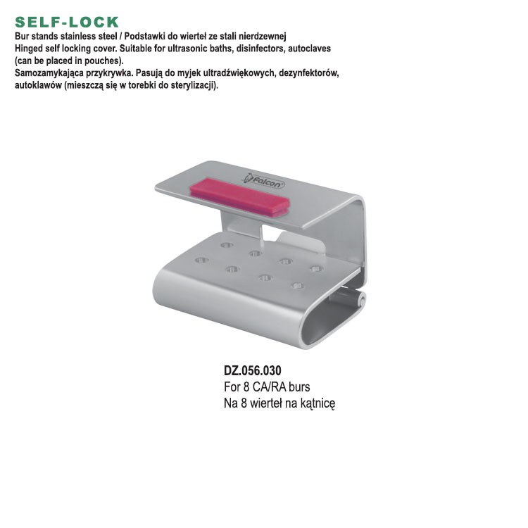 SELF-LOCK Bur stand for 8 CA/RA burs, red
