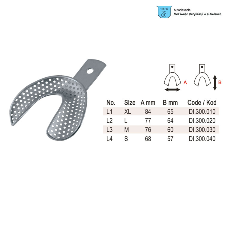 Impression tray edentulous perforated lower fig.1, size XL