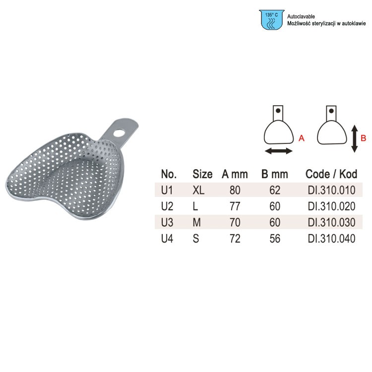Impression tray edentulous perforated upper fig. 4, size S