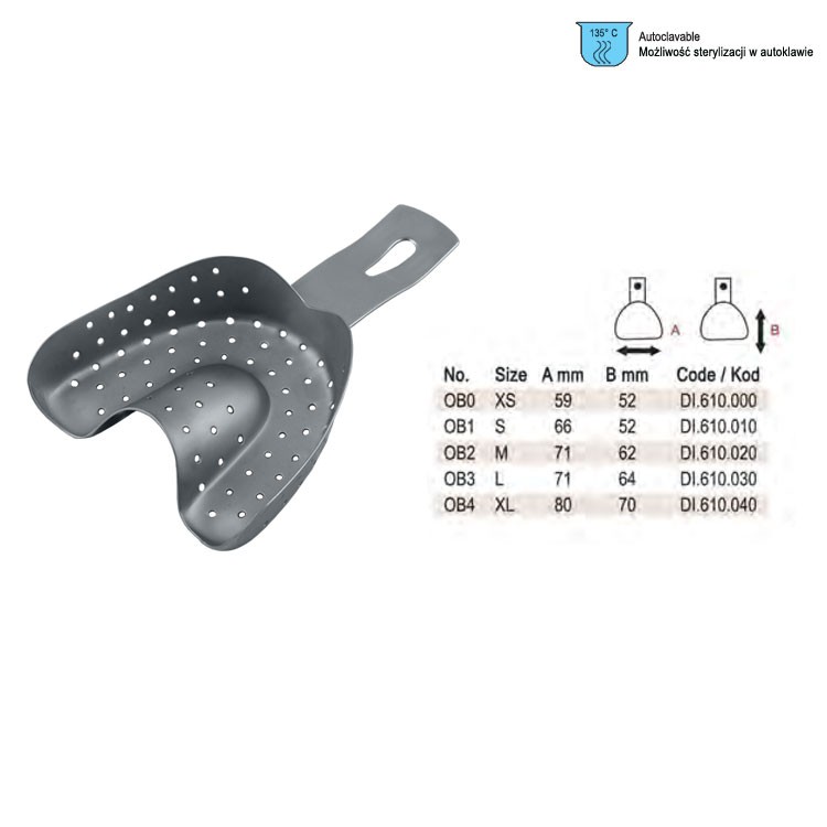 Impression tray regular Ehricke pattern perforated upper fig. OB 0