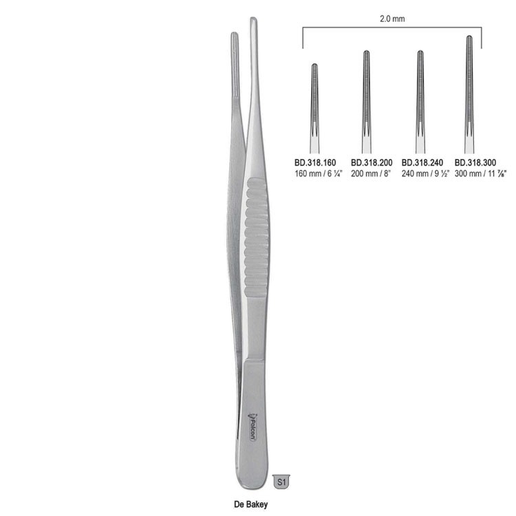 Forceps tissue DeBakey atraumatic 2.0mm/200mm