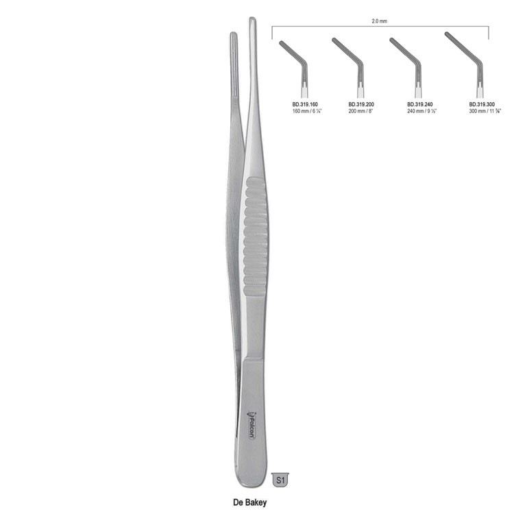 Forceps tissue DeBakey atraumatic angled 2.0mm/200mm