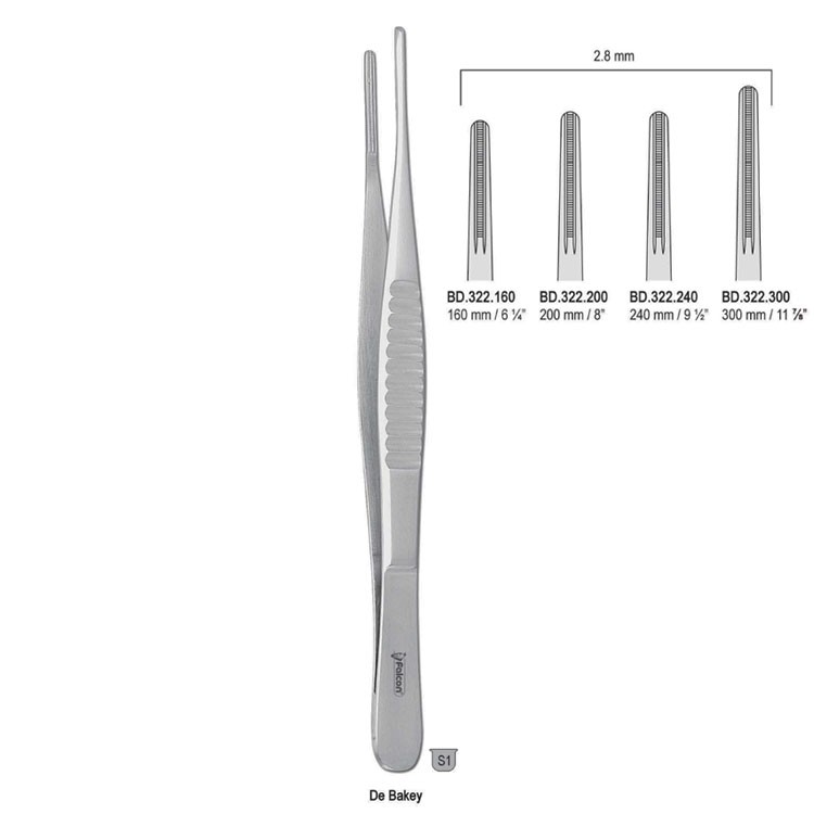 Forceps tissue DeBakey atraumatic 2.8mm/200mm