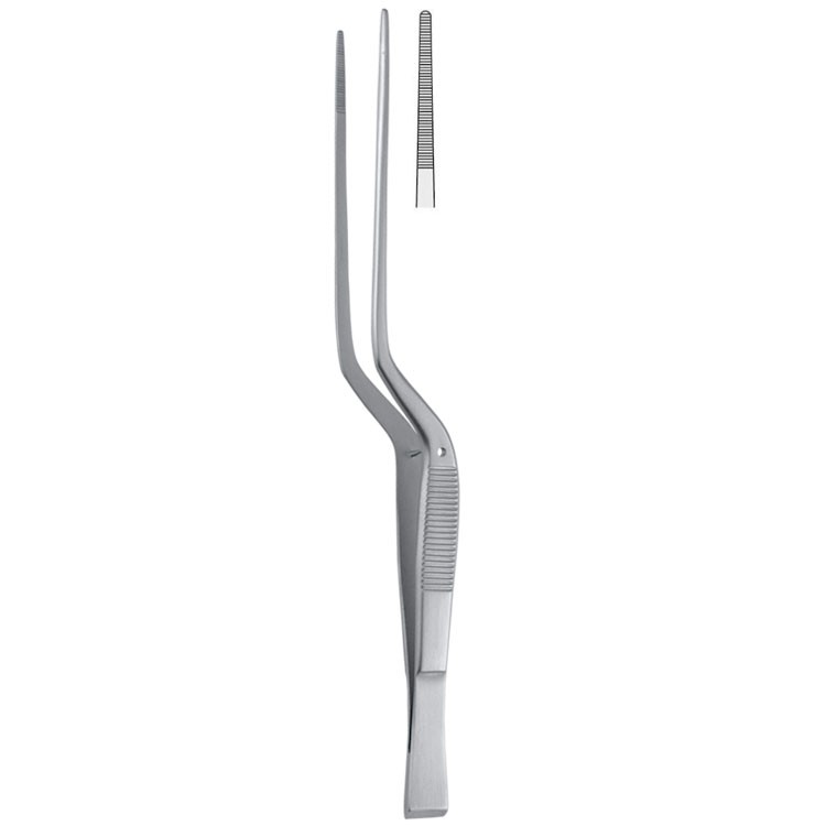 Forceps dissecting Taylor serrated wedge end bayonet 185mm