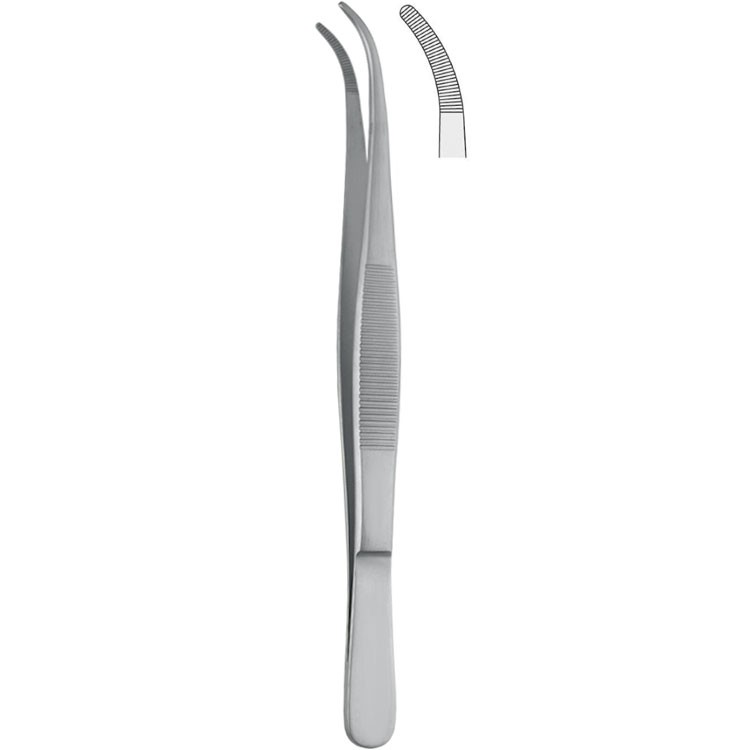 Forceps dissecting Falcon-Medium serrated curved 130mm