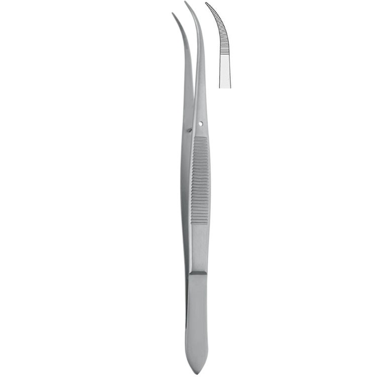 Forceps dissecting Falcon-Pointed serrated curved 115mm