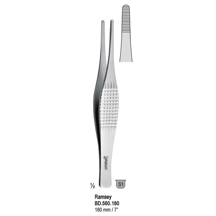 Forceps dissecting Ramsey serrated 180mm