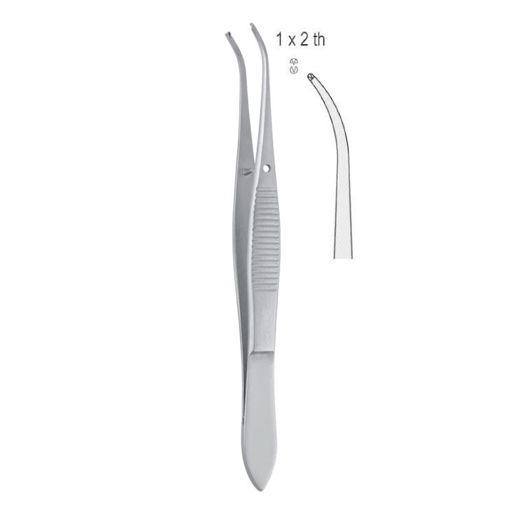 Forceps tissue Iris 1x2th less curved 100mm