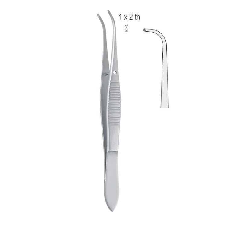Forceps tissue Iris 1x2th deep curved 100mm