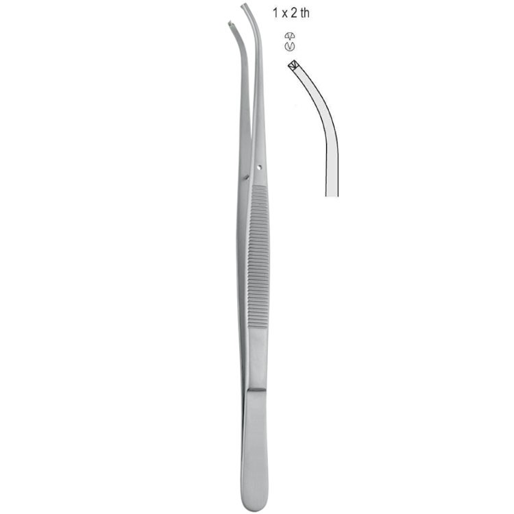 Forceps tissue Potts-Smith 1x2th curved 210mm