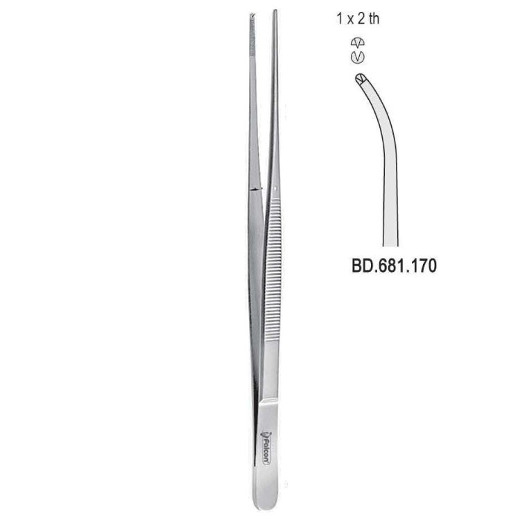 Forceps tissue Taylor 1x2th curved 170mm