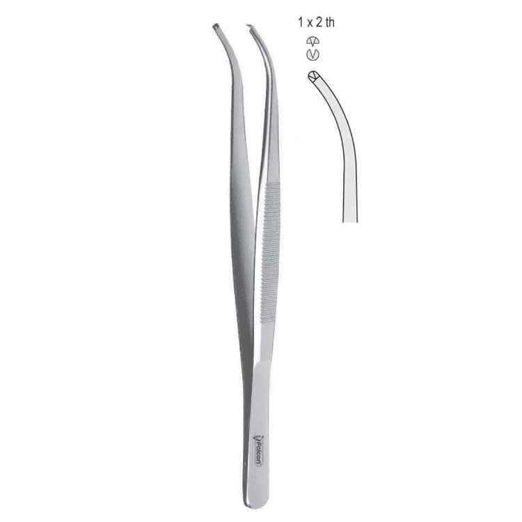 Forceps tissue Falcon-Medium 1x2th curved 130mm