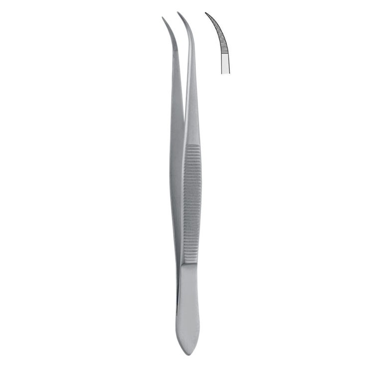 Forceps splinter Falcon serrated curved 80mm