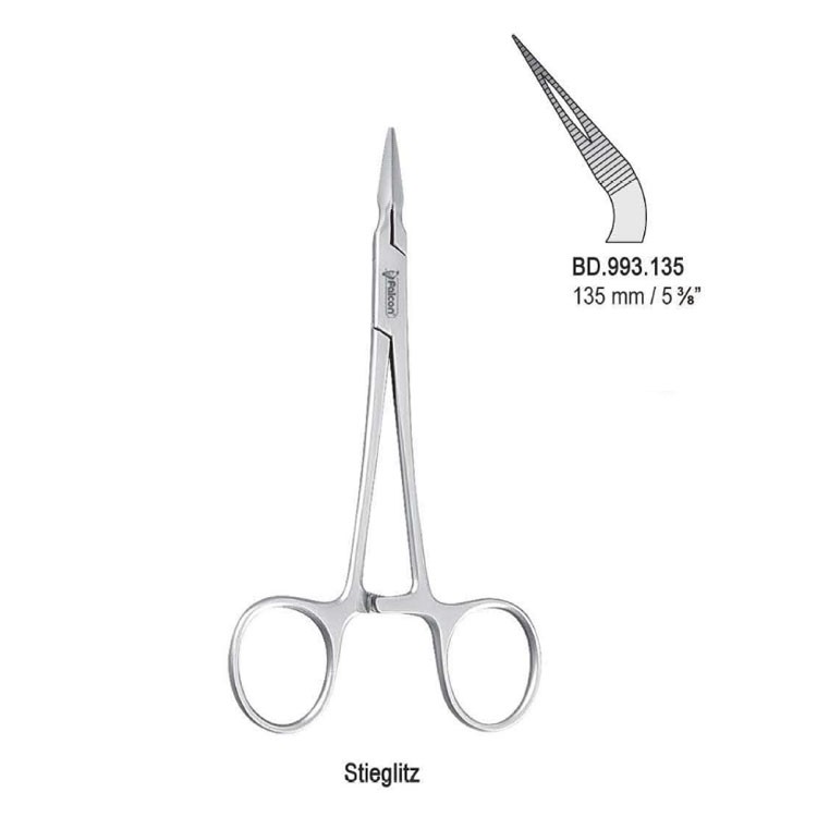 Forceps splinter Stieglitz curved 135mm