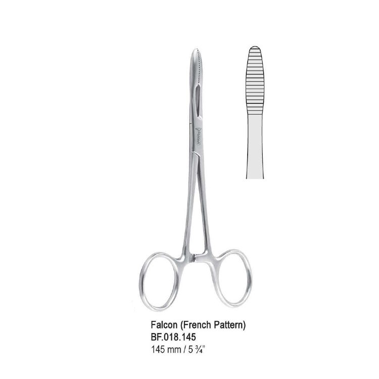 Forceps dressing Falcon (French pattern) with ratchet 145mm