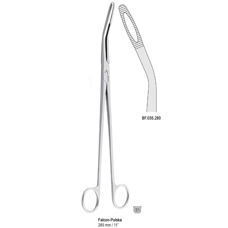 Forceps dressing Falcon-Polska curved 280mm