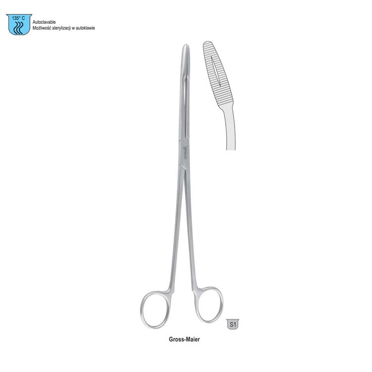 Forceps dressing Gross-Maier without raTChet curved 250mm 