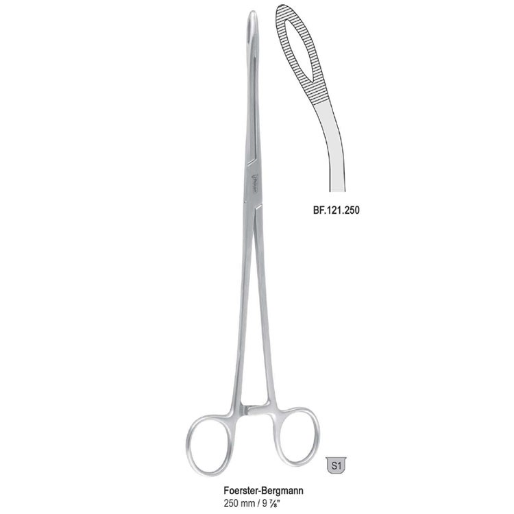Forceps sponge Foerster-Bergmann curved 250mm