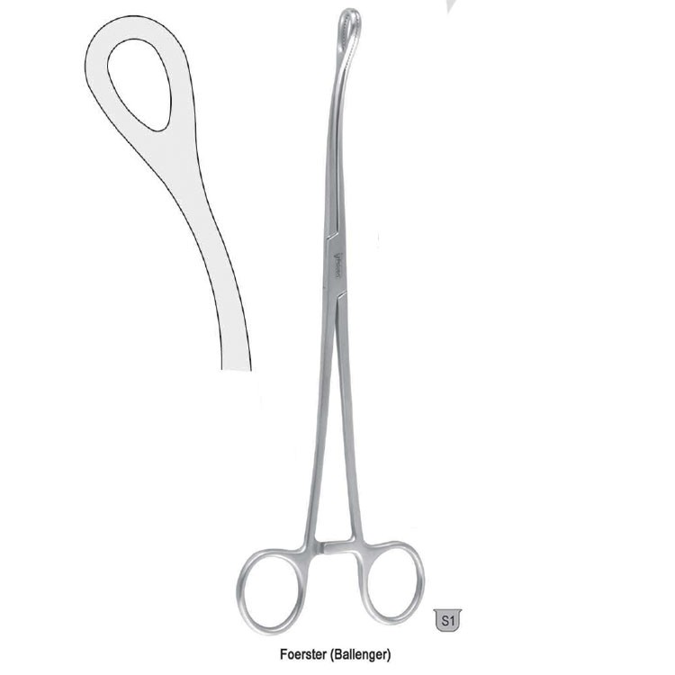 Forceps sponge Foerster (Ballenger) smooth curved 250mm