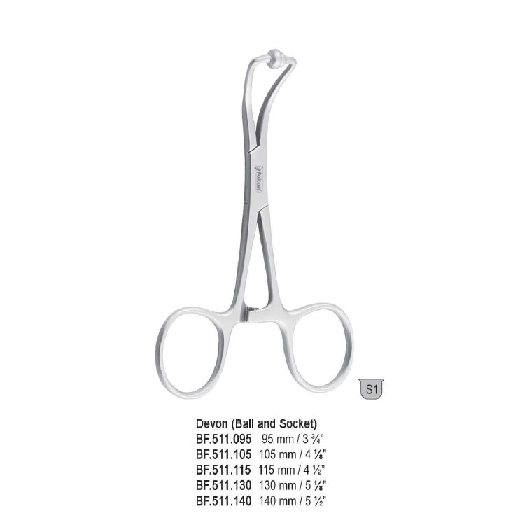 Forceps towel Devon (ball and socket) non-tearing 95mm
