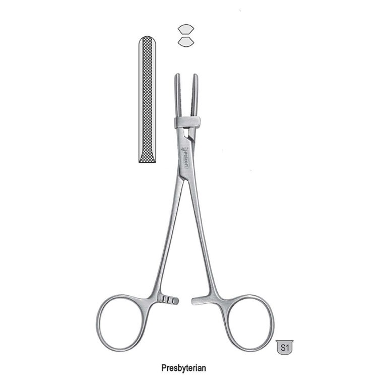 Clamp tubing Presbyterian serrated guarded 155mm
