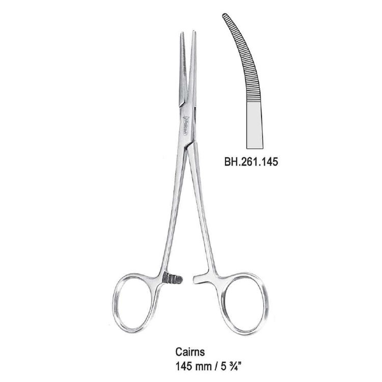 Forceps artery Cairns curved 145mm