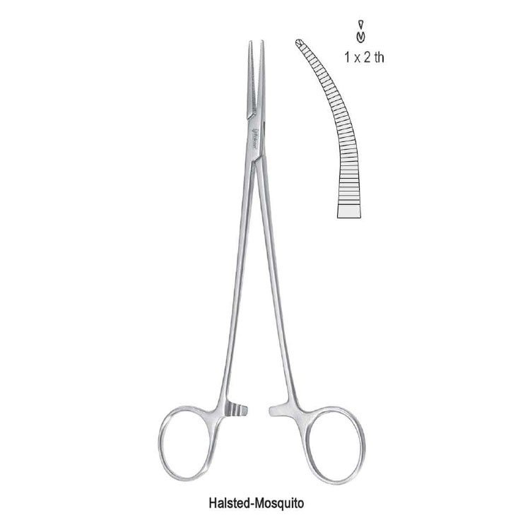 Forceps artery Halsted Mosquito 1x2th curved 185mm